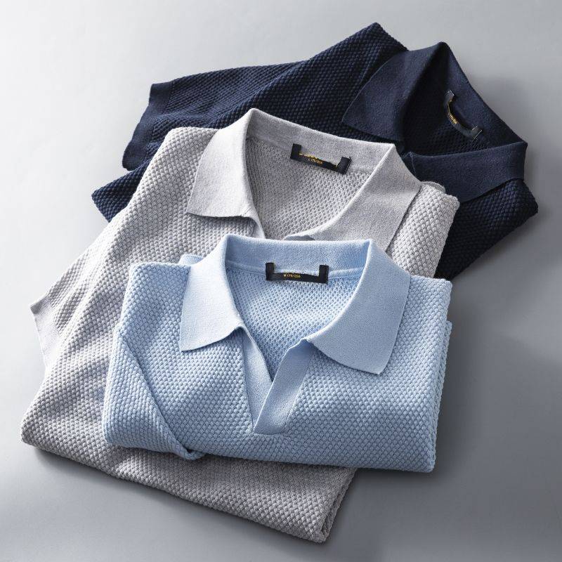 Knitted Short Sleeve Polo Shirt for Men - Armoire Melbourne