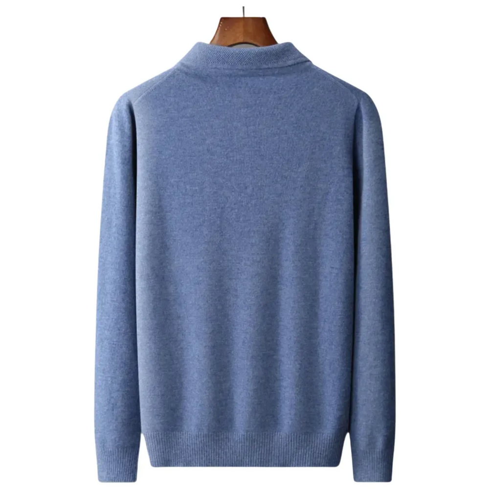 Knitted Wool Blend Long Sleeve Polo for Men - Armoire Melbourne