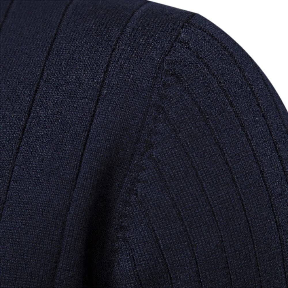 Knitted Zip Sweater with Ribbed Hem and Stretch Fit - Armoire Melbourne
