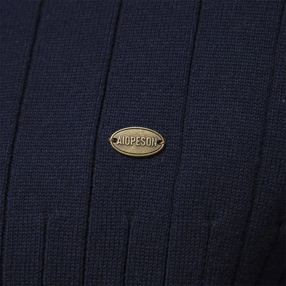 Knitted Zip Sweater with Ribbed Hem and Stretch Fit - Armoire Melbourne