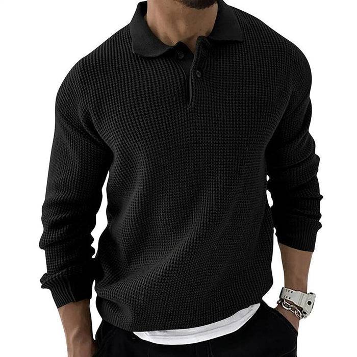 Long Sleeve Knitted Polo for Men - Armoire Melbourne