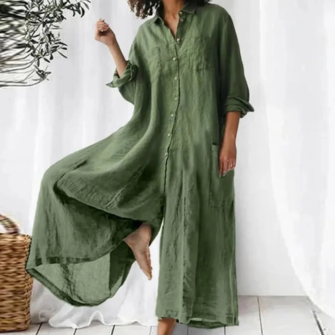 Relaxed Fit Linen Jumpsuit for Women