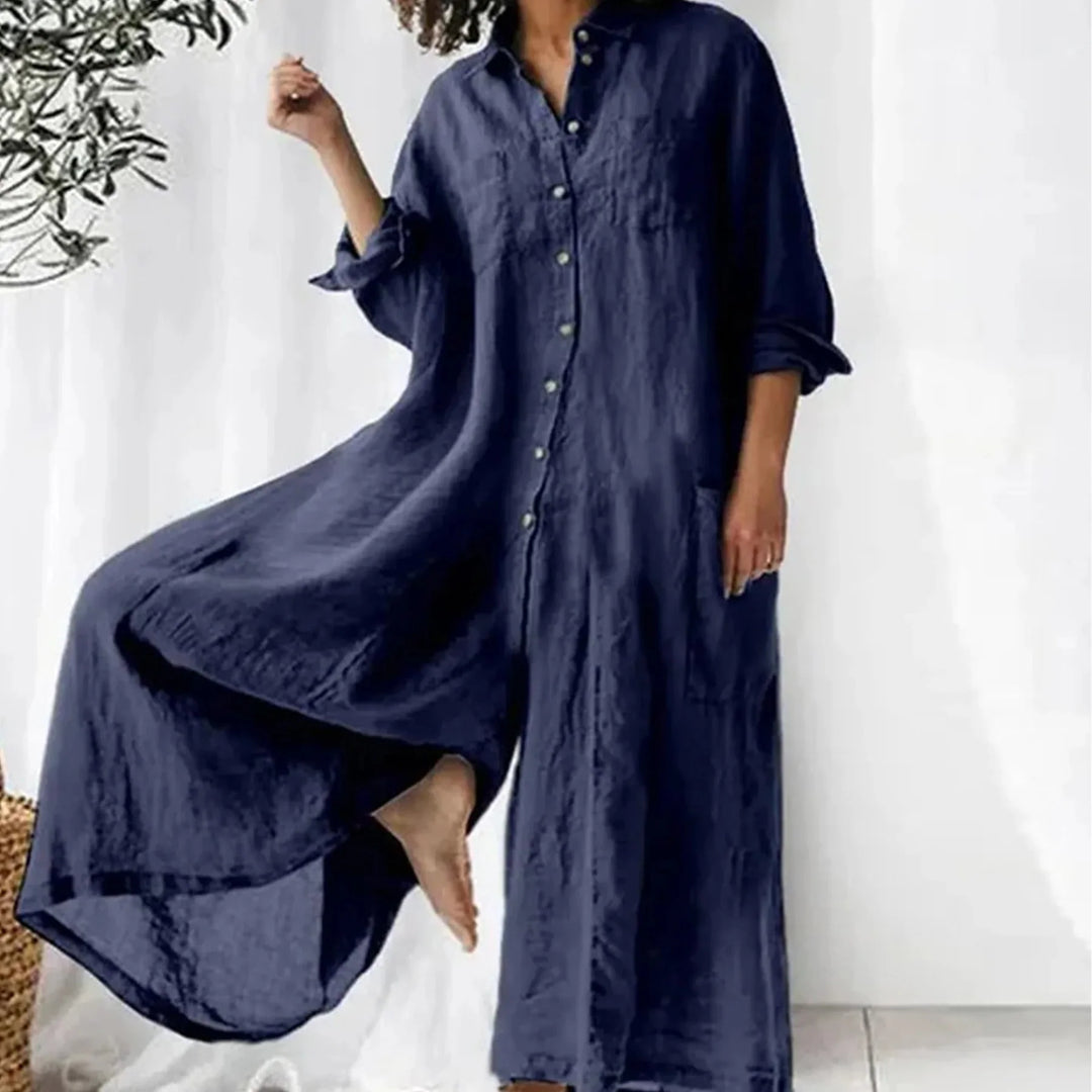 Relaxed Fit Linen Jumpsuit for Women