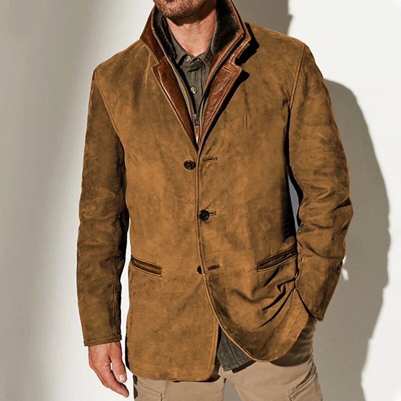 Buttoned Vintage Winter Coat for Men