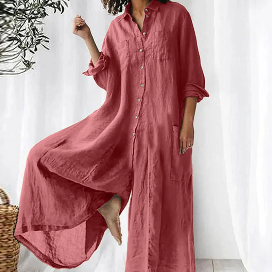 Relaxed Fit Linen Jumpsuit for Women