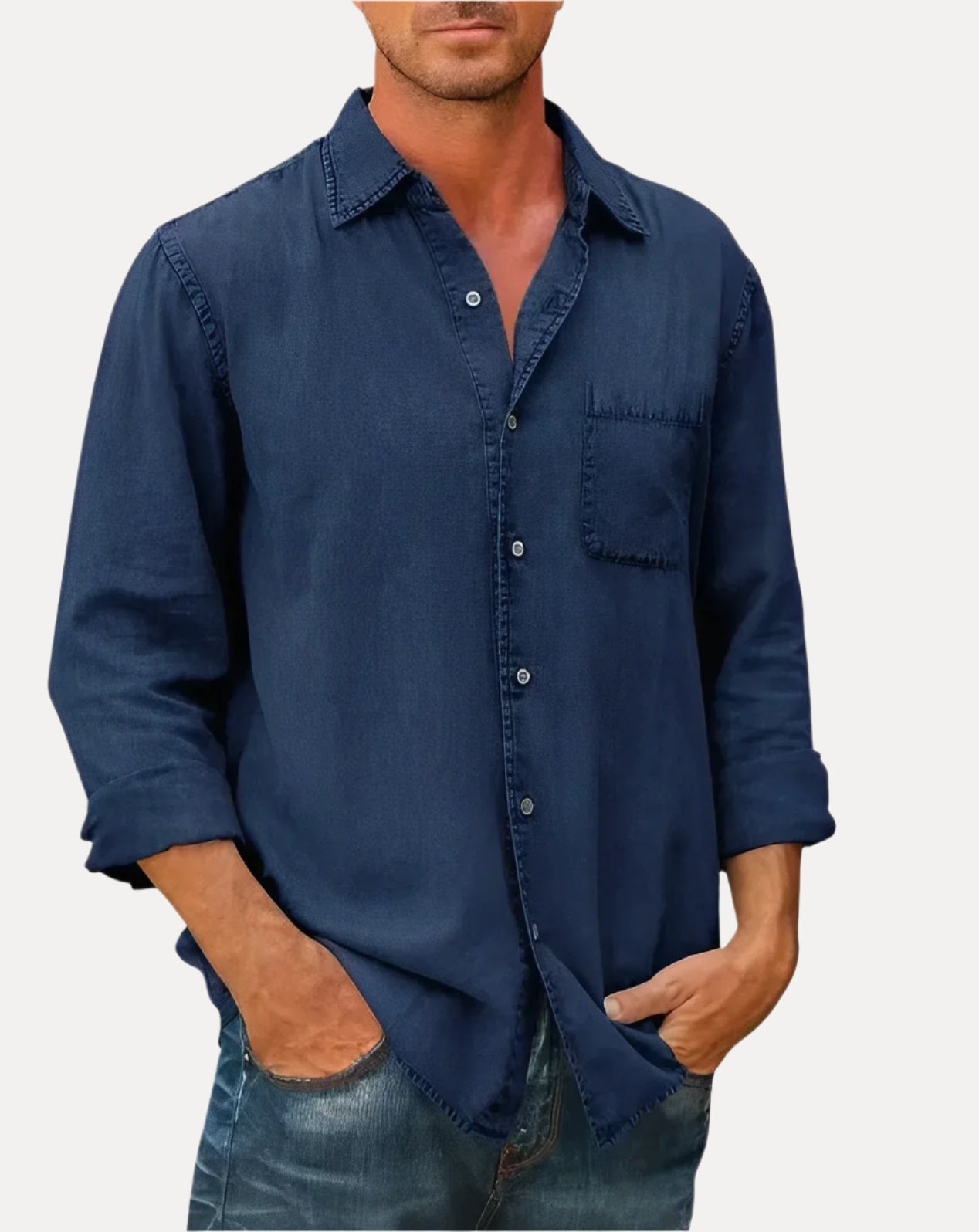 Men's Casual Cotton-Linen Blend Long Sleeve Shirt - Armoire Melbourne