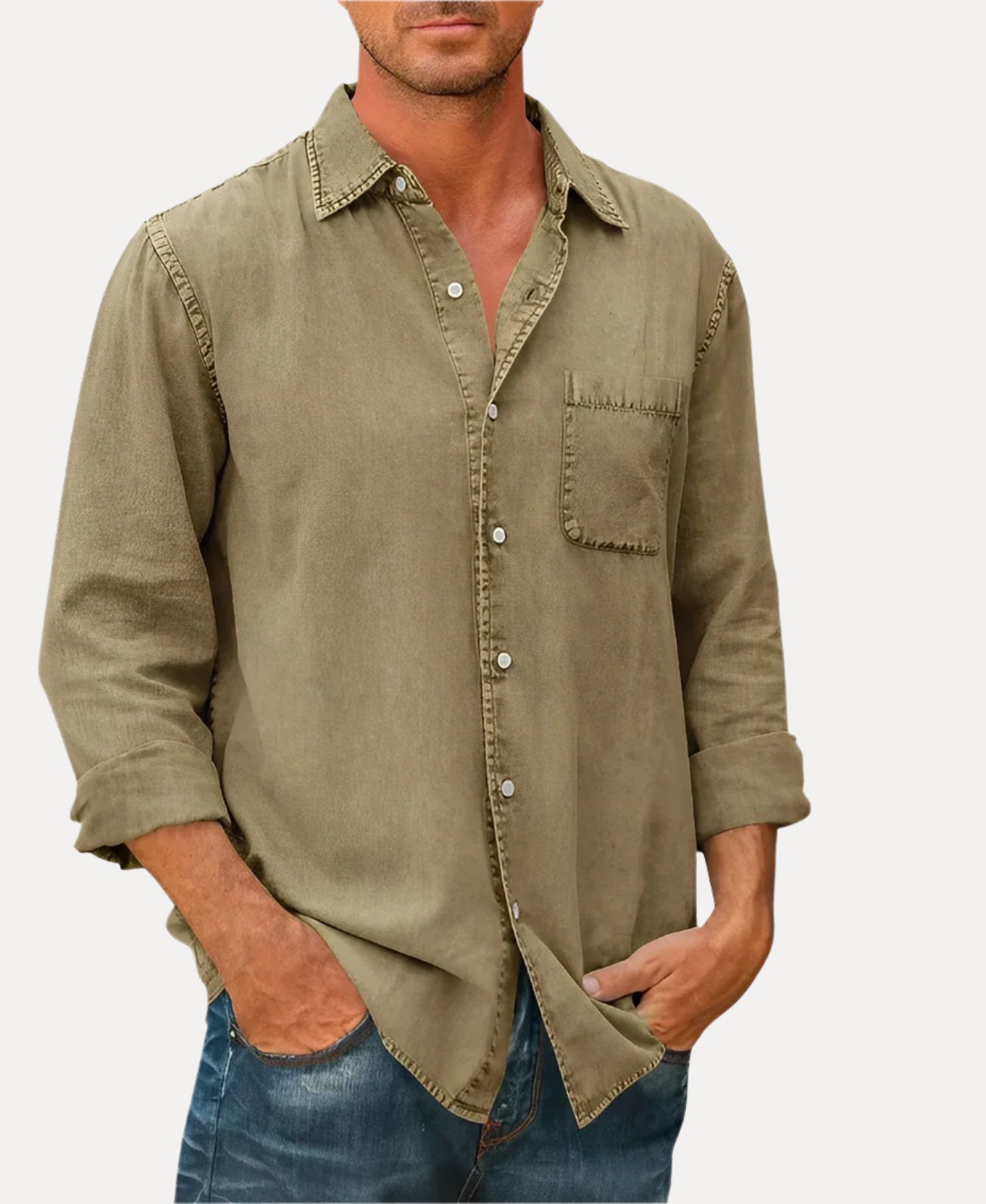 Men's Casual Cotton-Linen Blend Long Sleeve Shirt - Armoire Melbourne