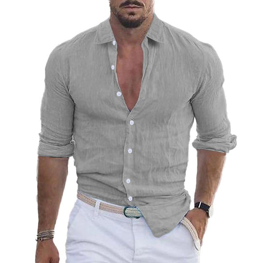 Men's Casual Linen Blend Button-Up Shirt - Armoire Melbourne