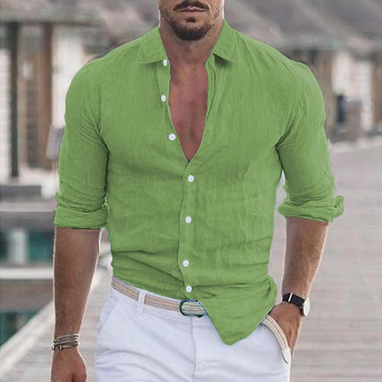 Men's Casual Linen Blend Button-Up Shirt - Armoire Melbourne