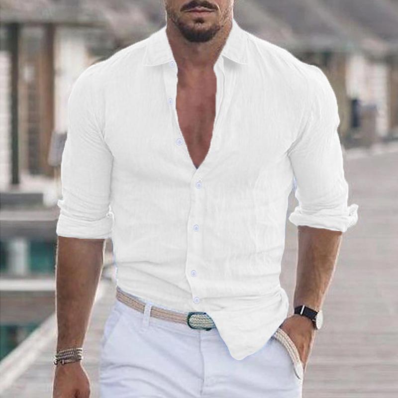 Men's Casual Linen Blend Button-Up Shirt - Armoire Melbourne