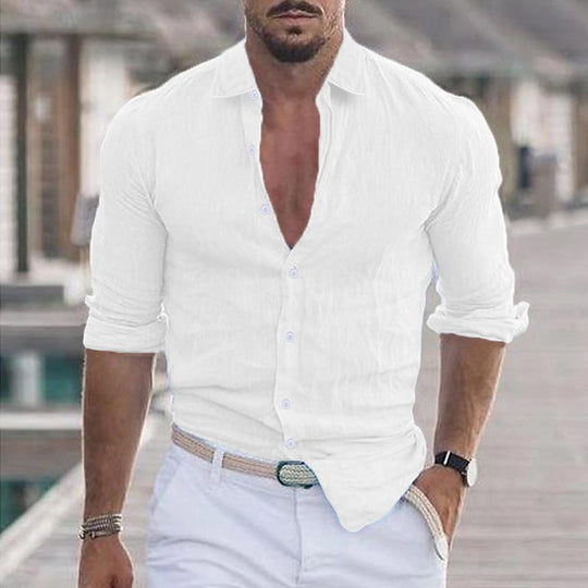 Men's Casual Linen Blend Button-Up Shirt - Armoire Melbourne
