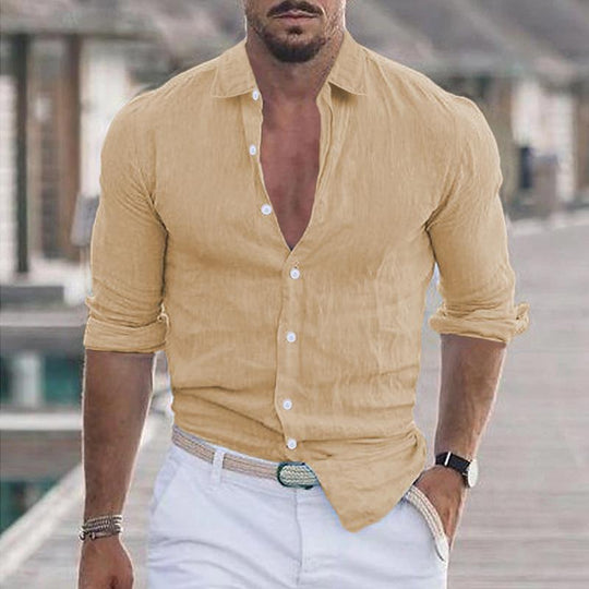 Men's Casual Linen Blend Button-Up Shirt - Armoire Melbourne