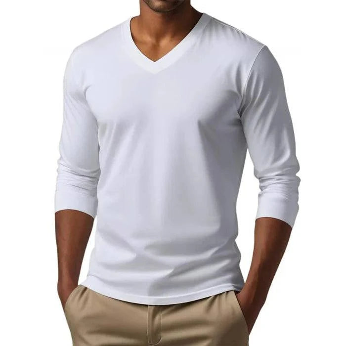 Men's Casual V-neck Long Sleeve T-shirt - Armoire Melbourne