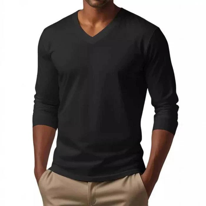 Men's Casual V-neck Long Sleeve T-shirt - Armoire Melbourne