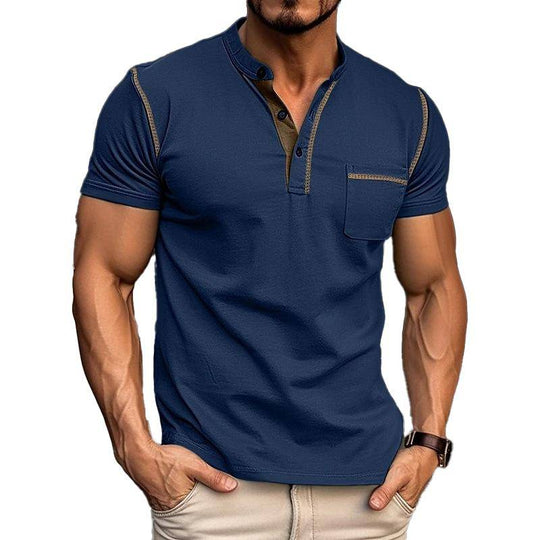 Men’s Elegant Henley Collar Shirt - Armoire Melbourne