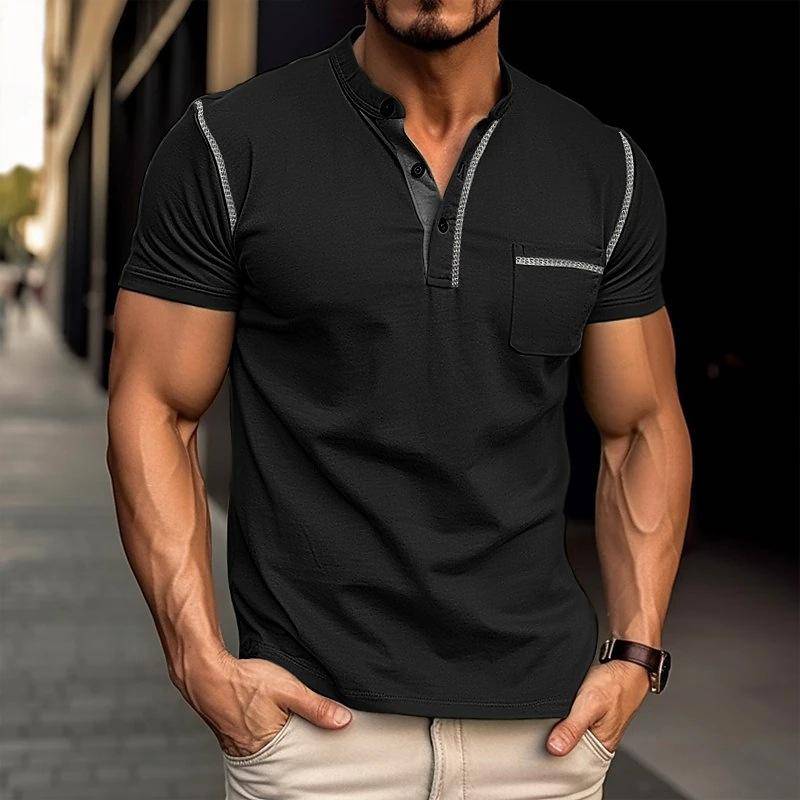 Men’s Elegant Henley Collar Shirt - Armoire Melbourne
