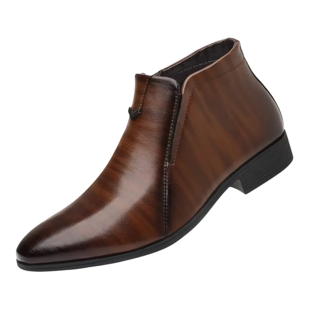 Men's Elegant Leather Ankle Boots with Zip Closure - Armoire Melbourne