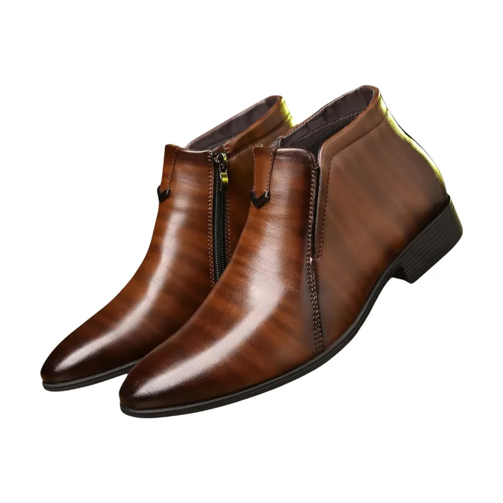 Men's Elegant Leather Ankle Boots with Zip Closure - Armoire Melbourne