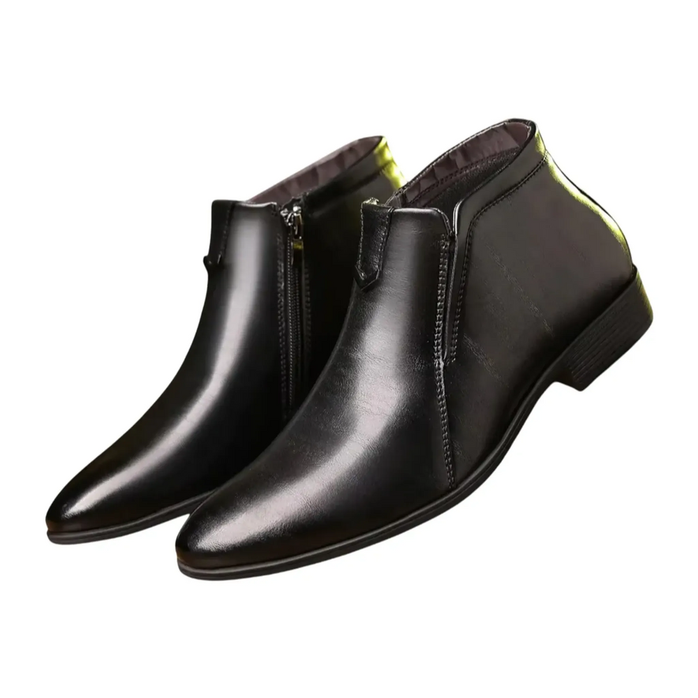 Men's Elegant Leather Ankle Boots with Zip Closure - Armoire Melbourne