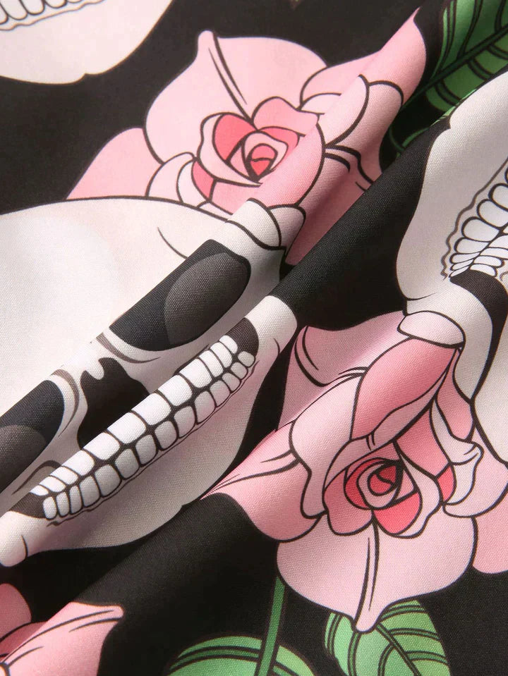 Men's Floral Skull Short Sleeve Shirt - Armoire Melbourne