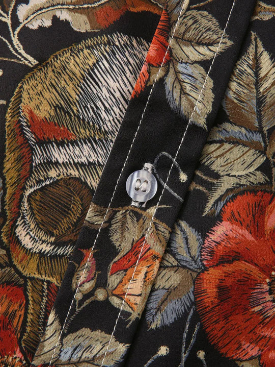 Men's Floral Skull Short Sleeve Shirt - Armoire Melbourne