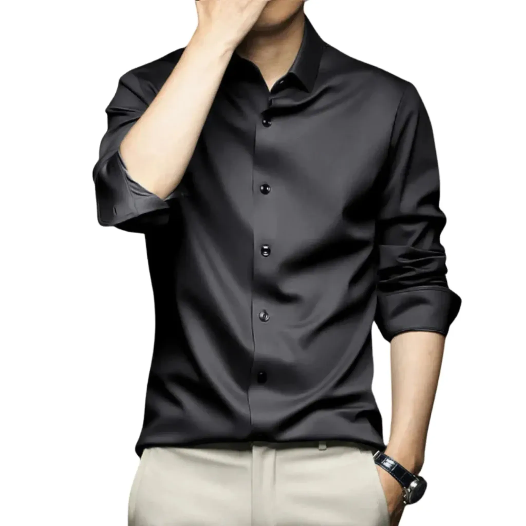 Men's Formal Long Sleeve Silk Shirt - Armoire Melbourne