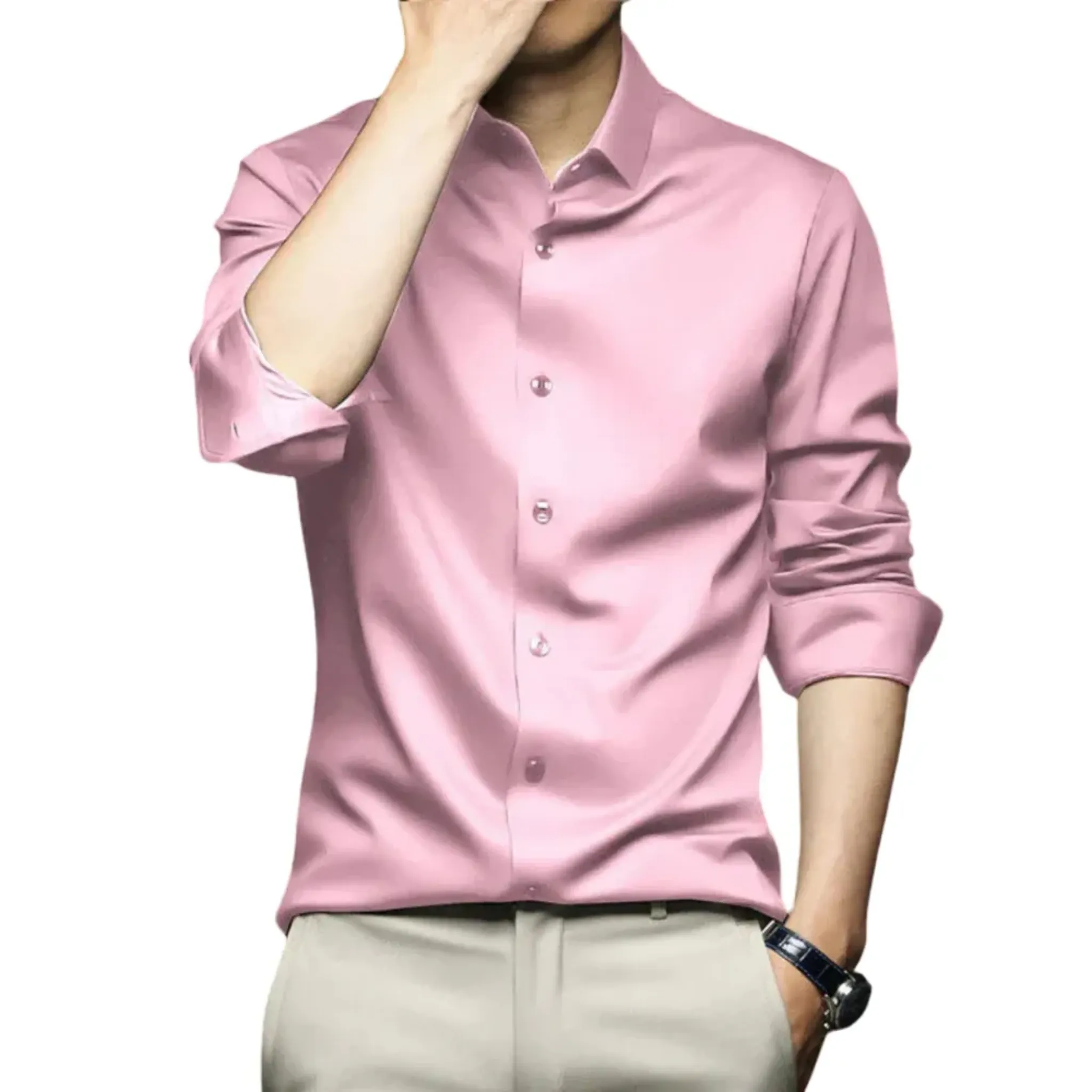 Men's Formal Long Sleeve Silk Shirt - Armoire Melbourne