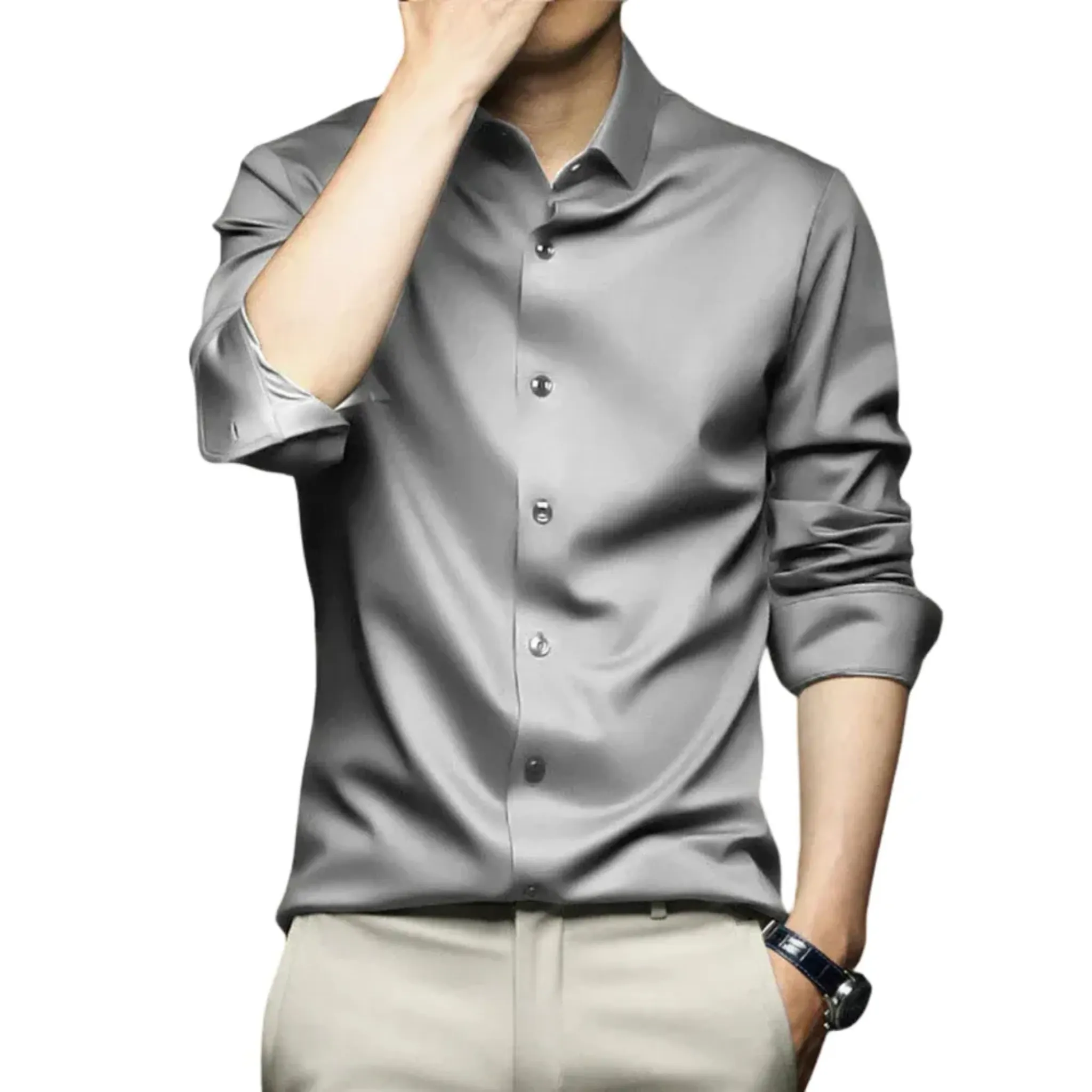 Men's Formal Long Sleeve Silk Shirt - Armoire Melbourne