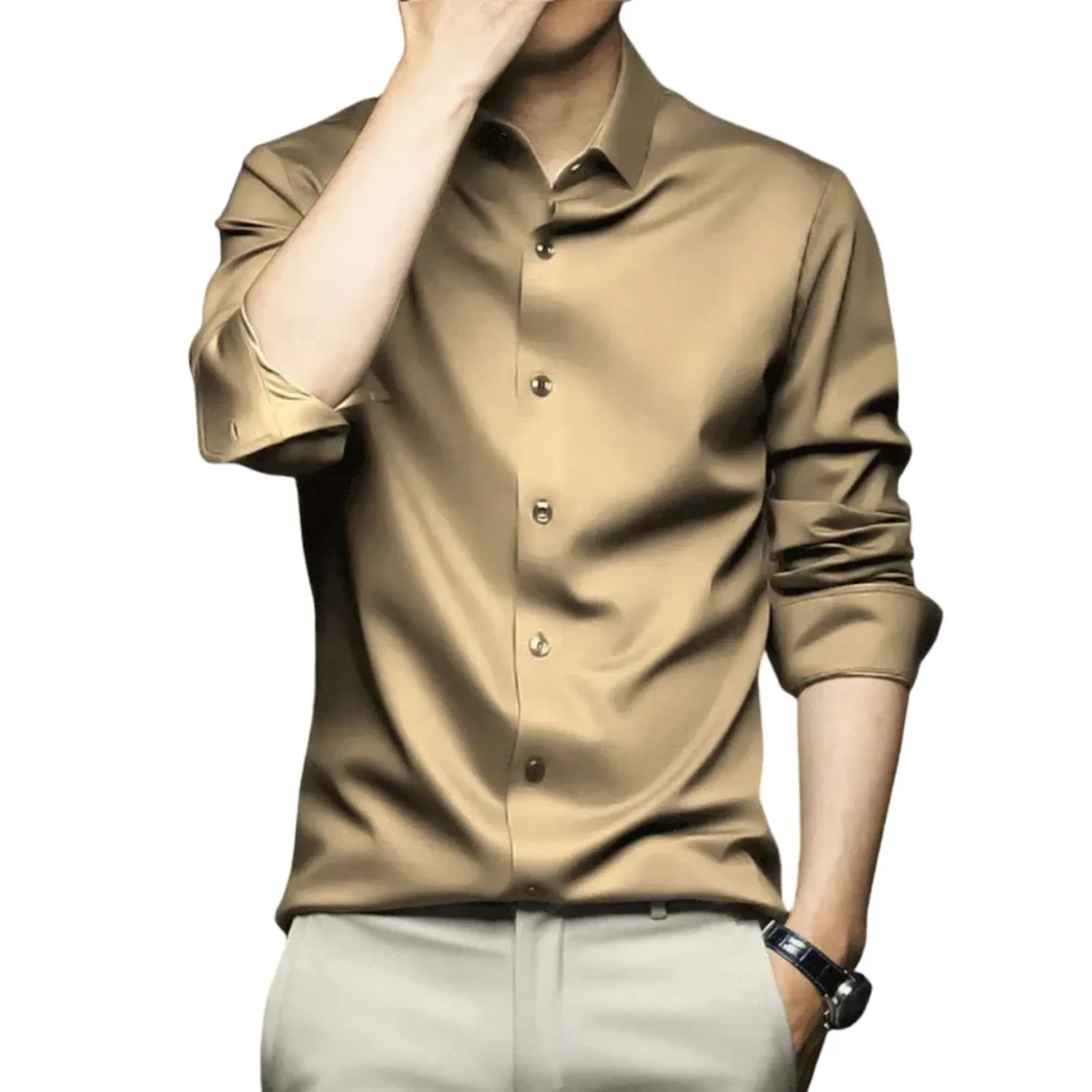 Men's Formal Long Sleeve Silk Shirt - Armoire Melbourne