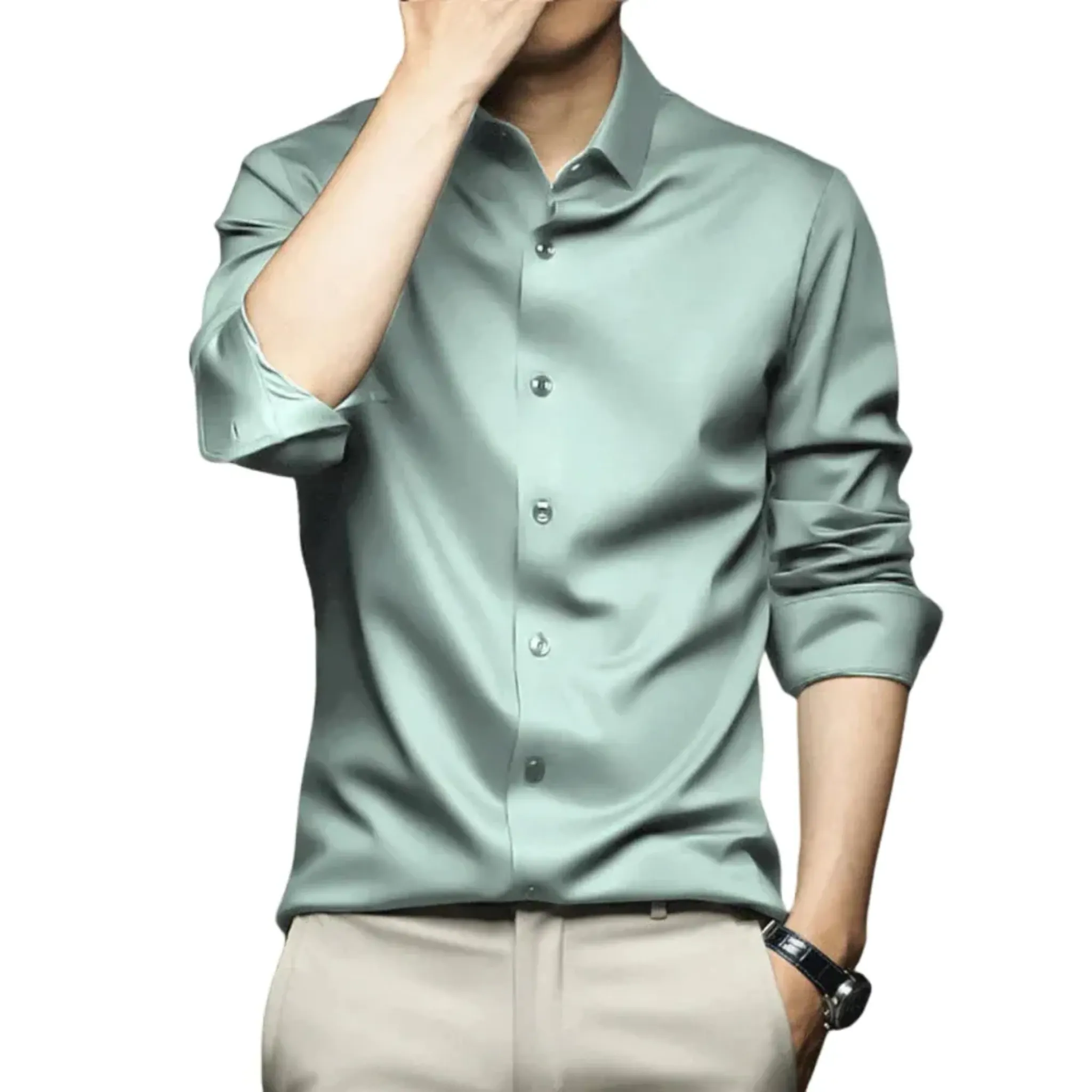 Men's Formal Long Sleeve Silk Shirt - Armoire Melbourne