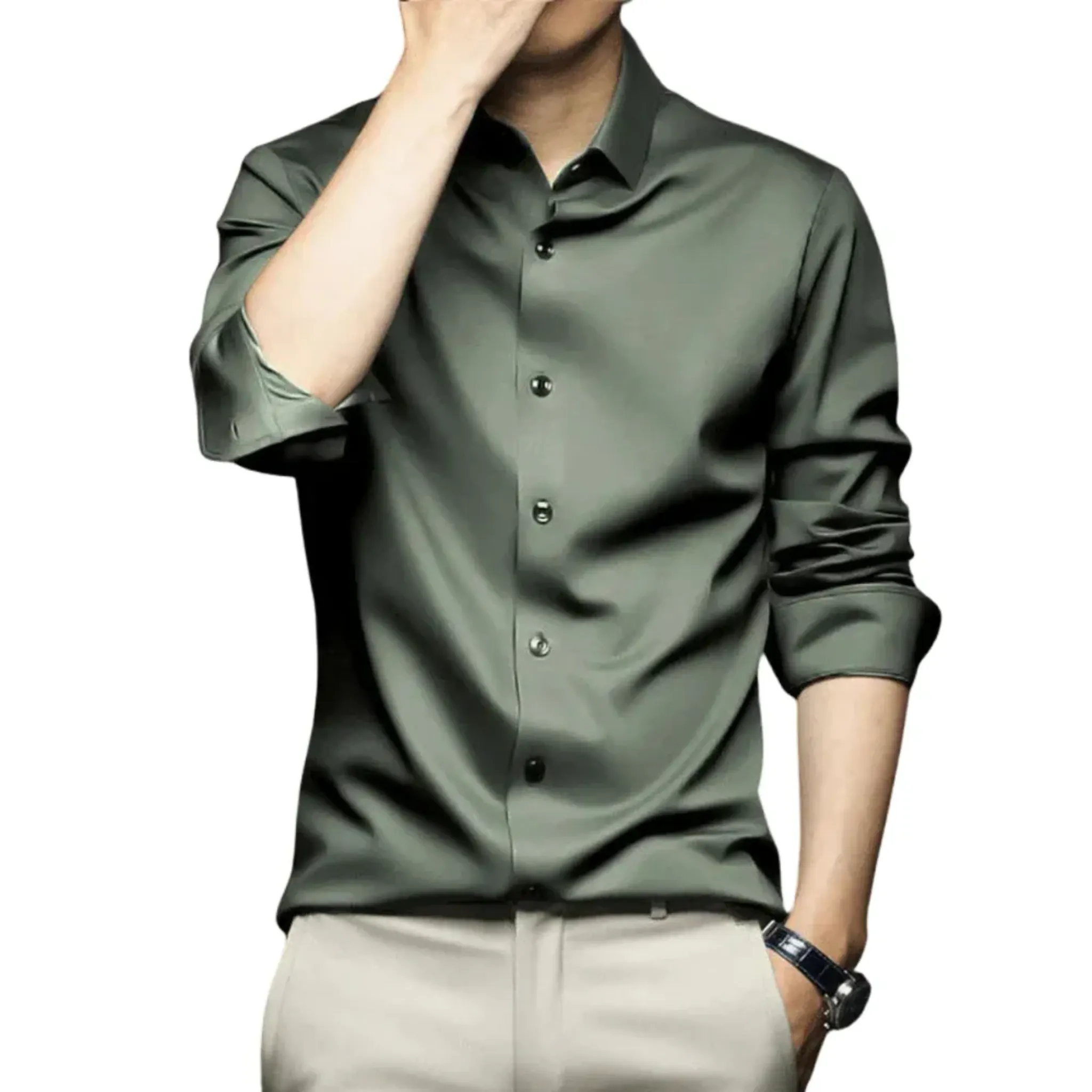 Men's Formal Long Sleeve Silk Shirt - Armoire Melbourne
