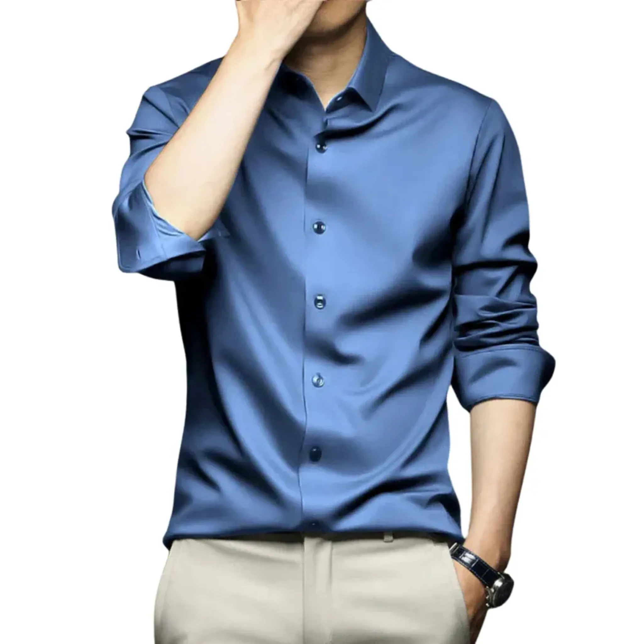 Men's Formal Long Sleeve Silk Shirt - Armoire Melbourne