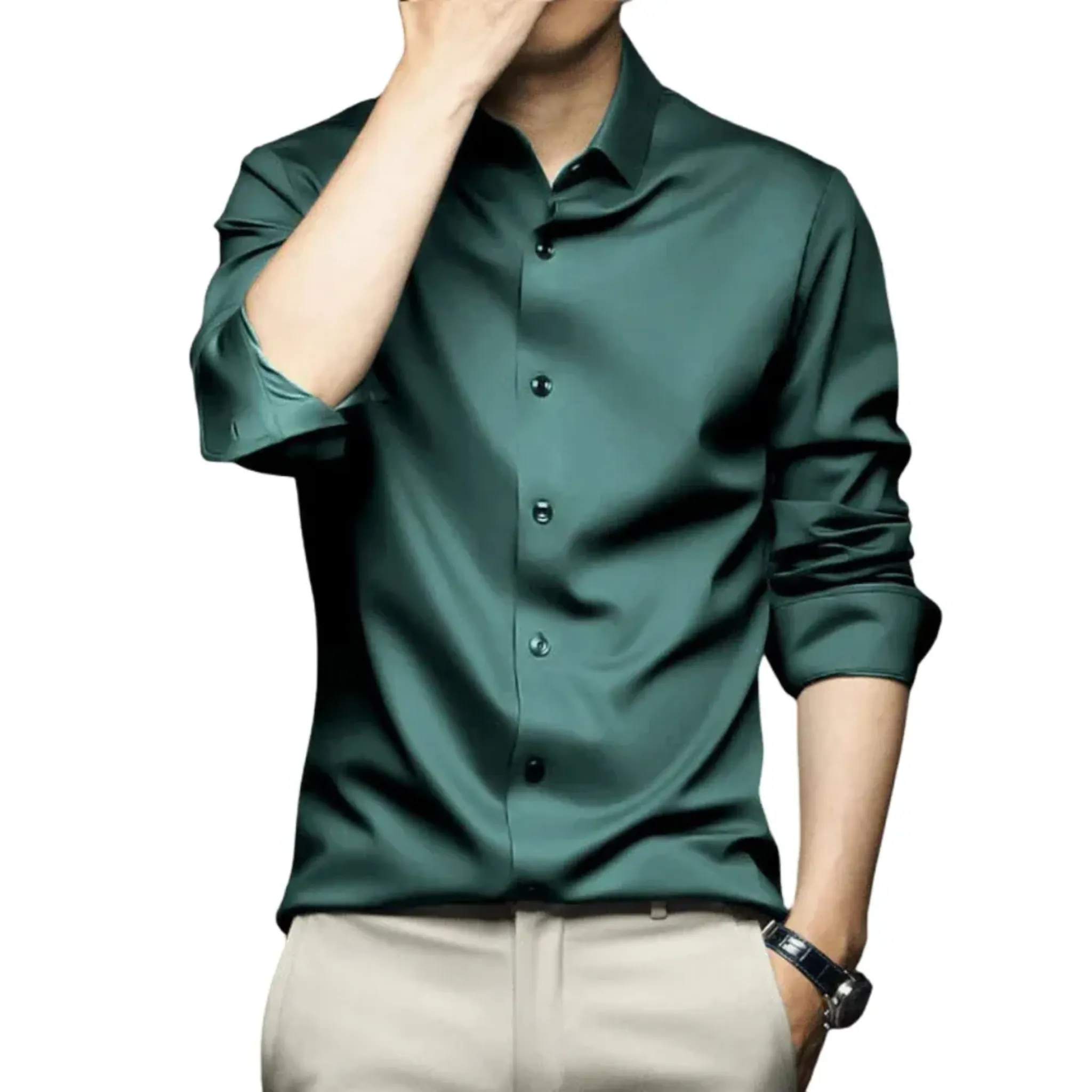 Men's Formal Long Sleeve Silk Shirt - Armoire Melbourne