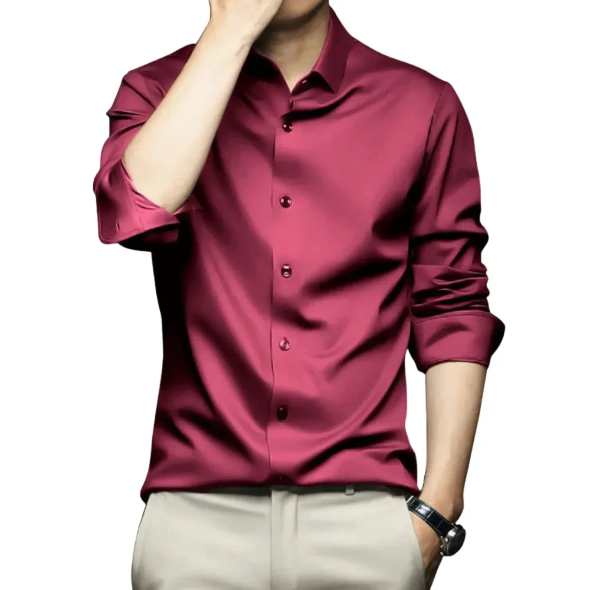Men's Formal Long Sleeve Silk Shirt - Armoire Melbourne