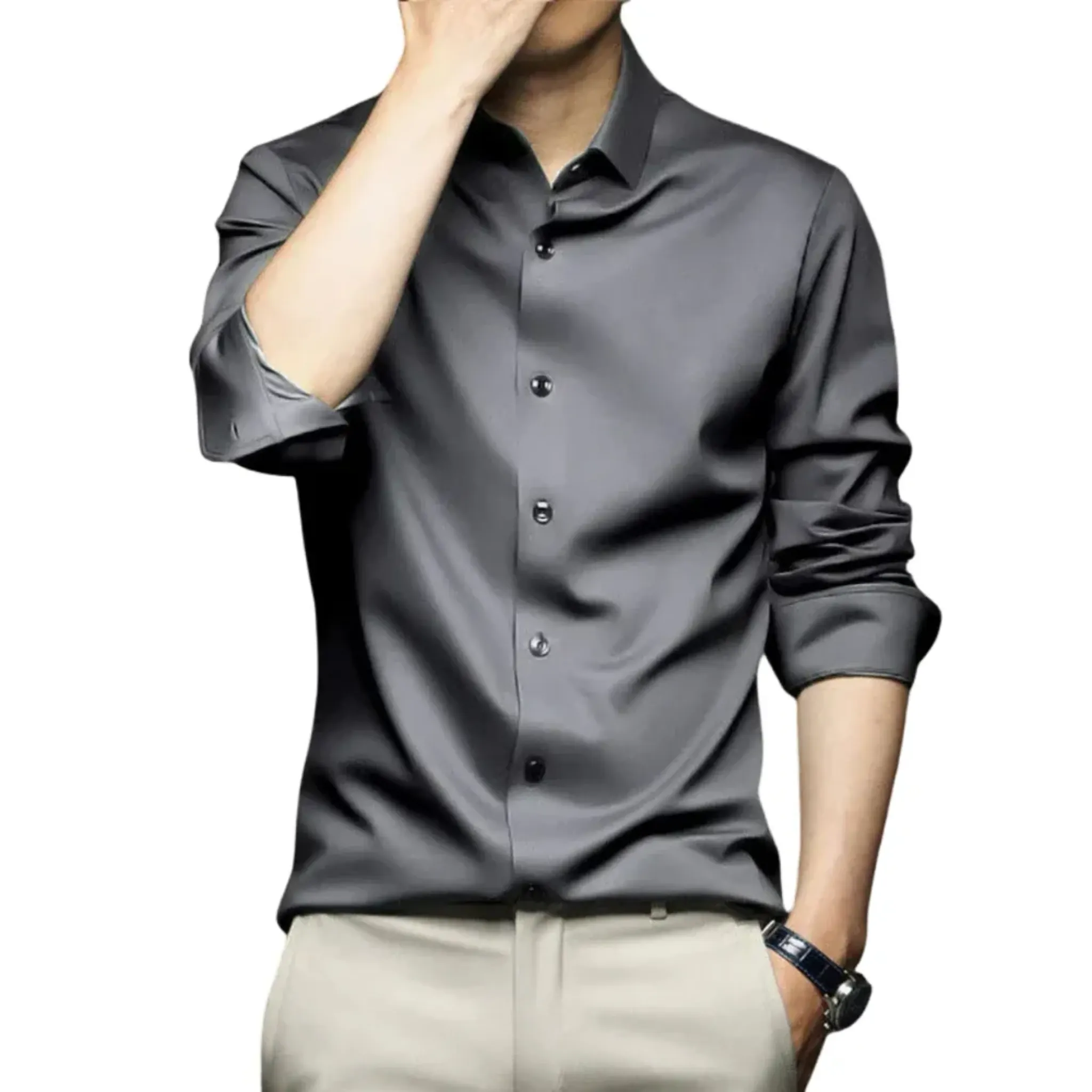 Men's Formal Long Sleeve Silk Shirt - Armoire Melbourne