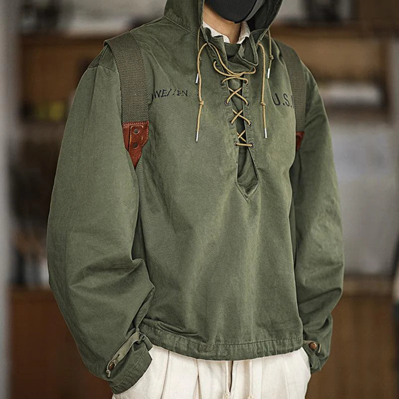 Men's Lace-Up Anorak Jacket | Durable Fabric | Rugged and Functional - Armoire Melbourne