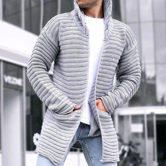 Men's Long Ribbed Cardigan - Armoire Melbourne