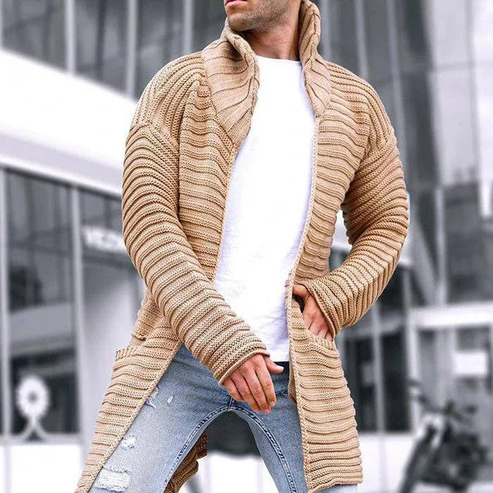 Men's Long Ribbed Cardigan - Armoire Melbourne