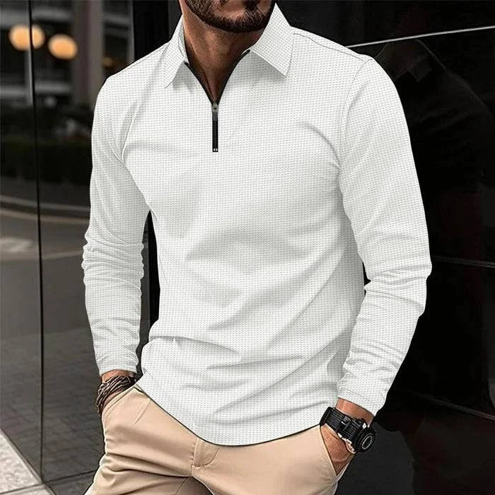 Men's Long Sleeve Polo Shirt With Zipper - Armoire Melbourne