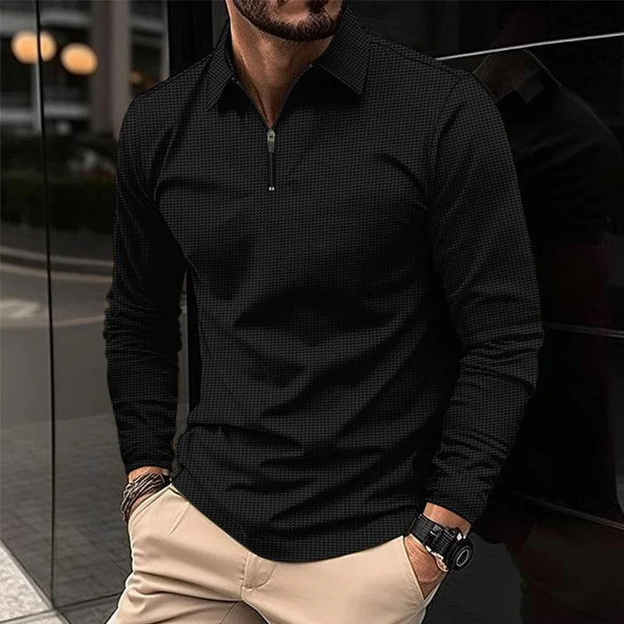 Men's Long Sleeve Polo Shirt With Zipper - Armoire Melbourne