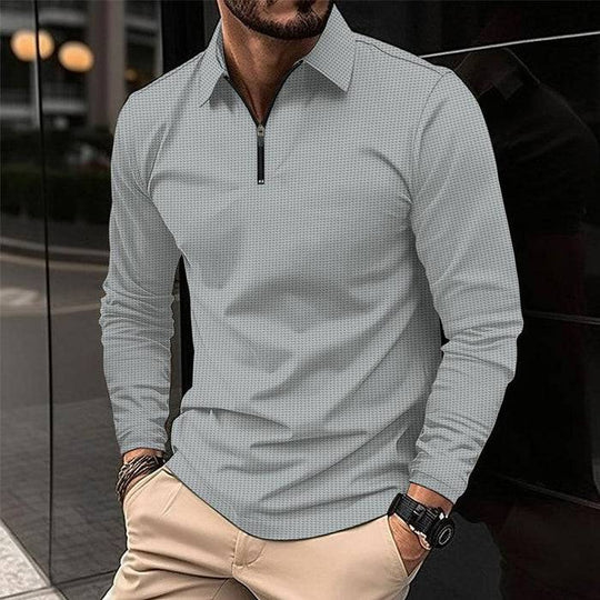 Men's Long Sleeve Polo Shirt With Zipper - Armoire Melbourne