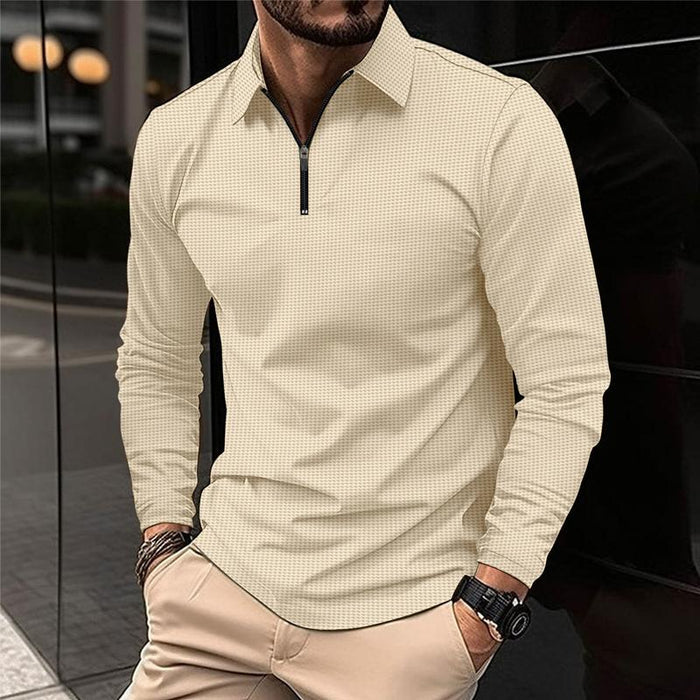 Men's Long Sleeve Polo Shirt With Zipper - Armoire Melbourne