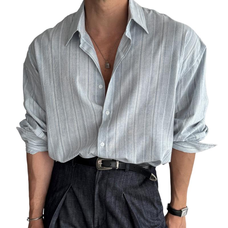 Men's Long-Sleeved Pinstripe Shirt - Armoire Melbourne