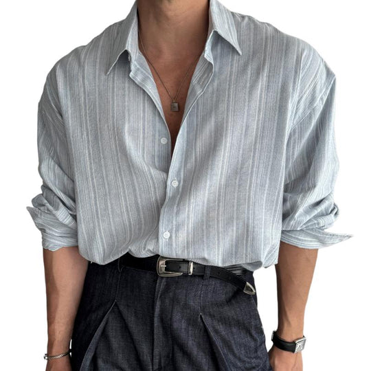 Men's Long-Sleeved Pinstripe Shirt - Armoire Melbourne
