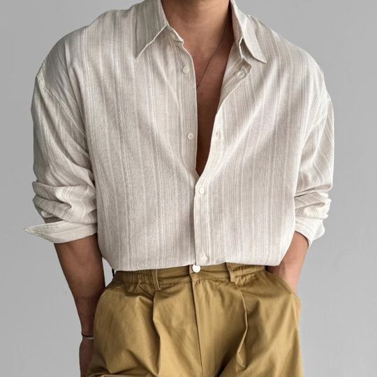 Men's Long-Sleeved Pinstripe Shirt - Armoire Melbourne