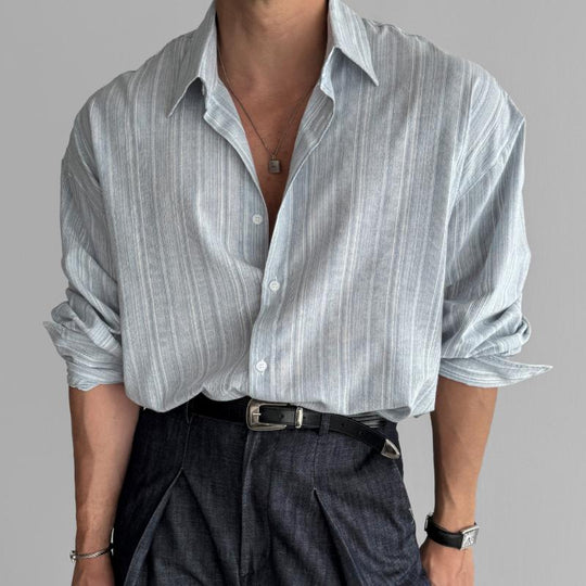 Men's Long-Sleeved Pinstripe Shirt - Armoire Melbourne
