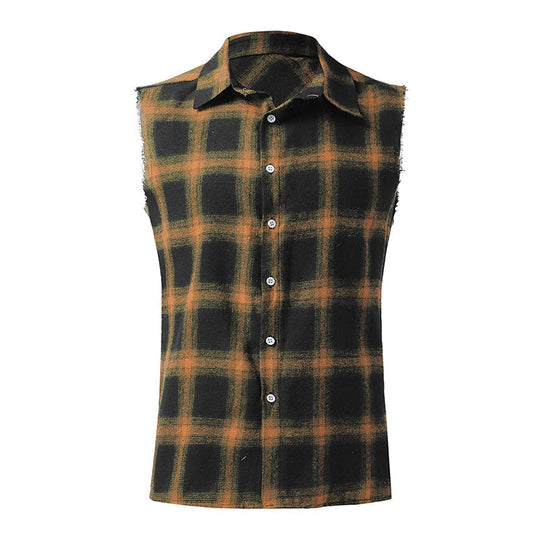 Men's Plaid Sleeveless Shirt - Armoire Melbourne