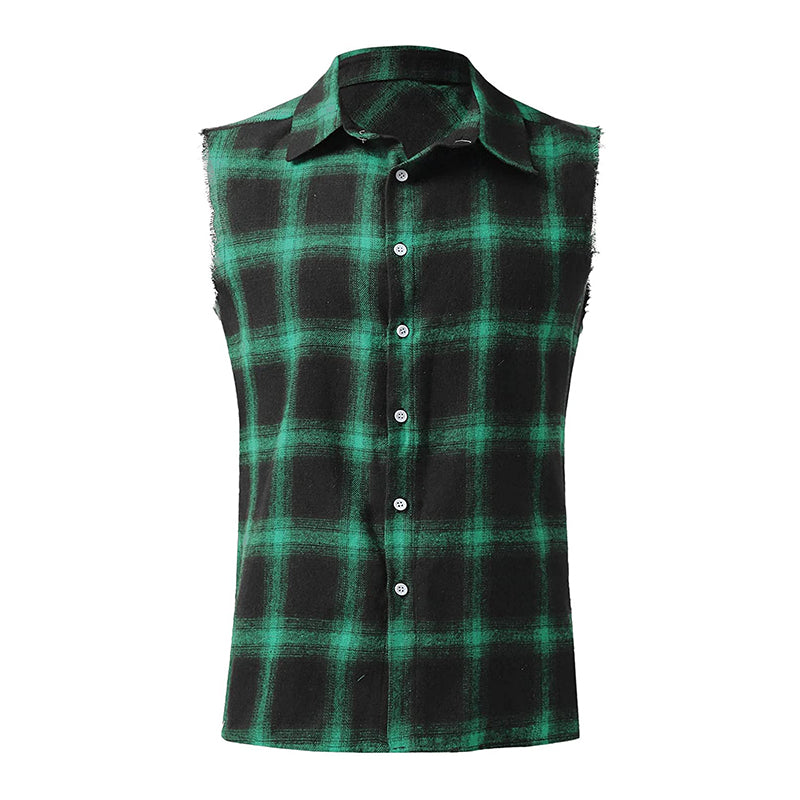 Men's Plaid Sleeveless Shirt - Armoire Melbourne