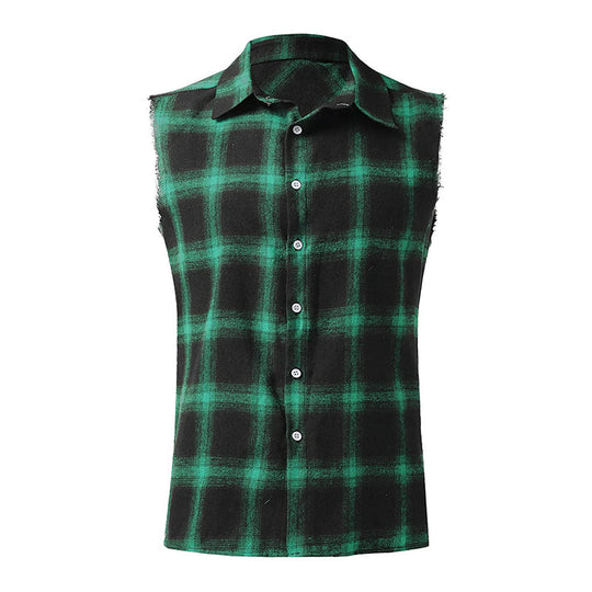 Men's Plaid Sleeveless Shirt - Armoire Melbourne