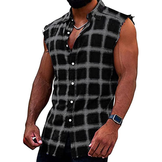 Men's Plaid Sleeveless Shirt - Armoire Melbourne